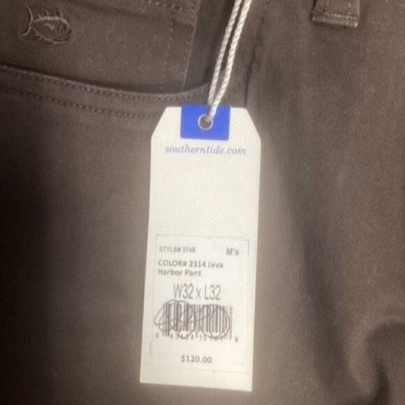 NEW Southern Tide Harbor Pants Sz 32x32 Java Online 120.00 - Picture 4 of 7